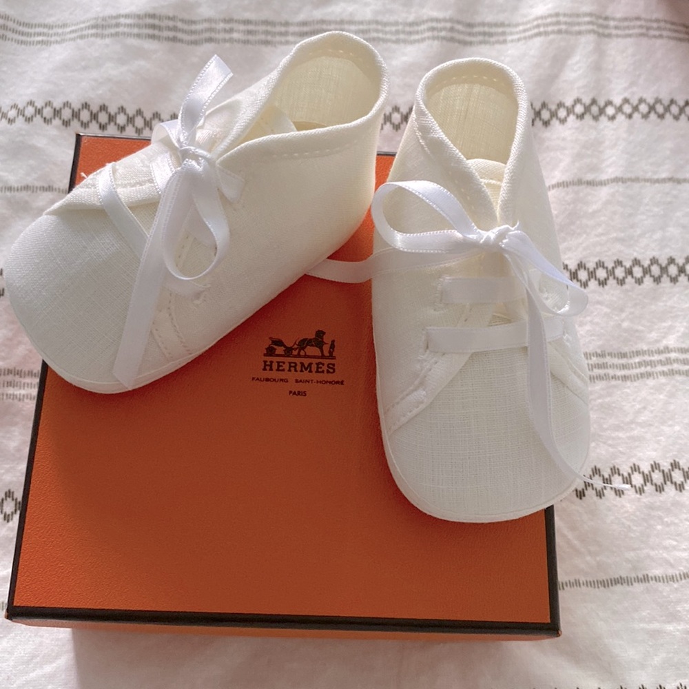 Hermes Baby linen booties🐣